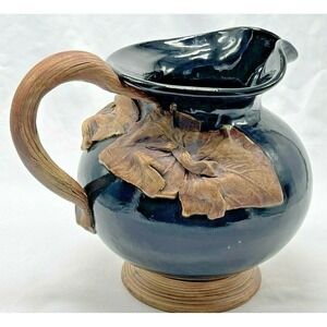 Vintage Ellen Evans Pottery Grape Leaves Pitcher 2004